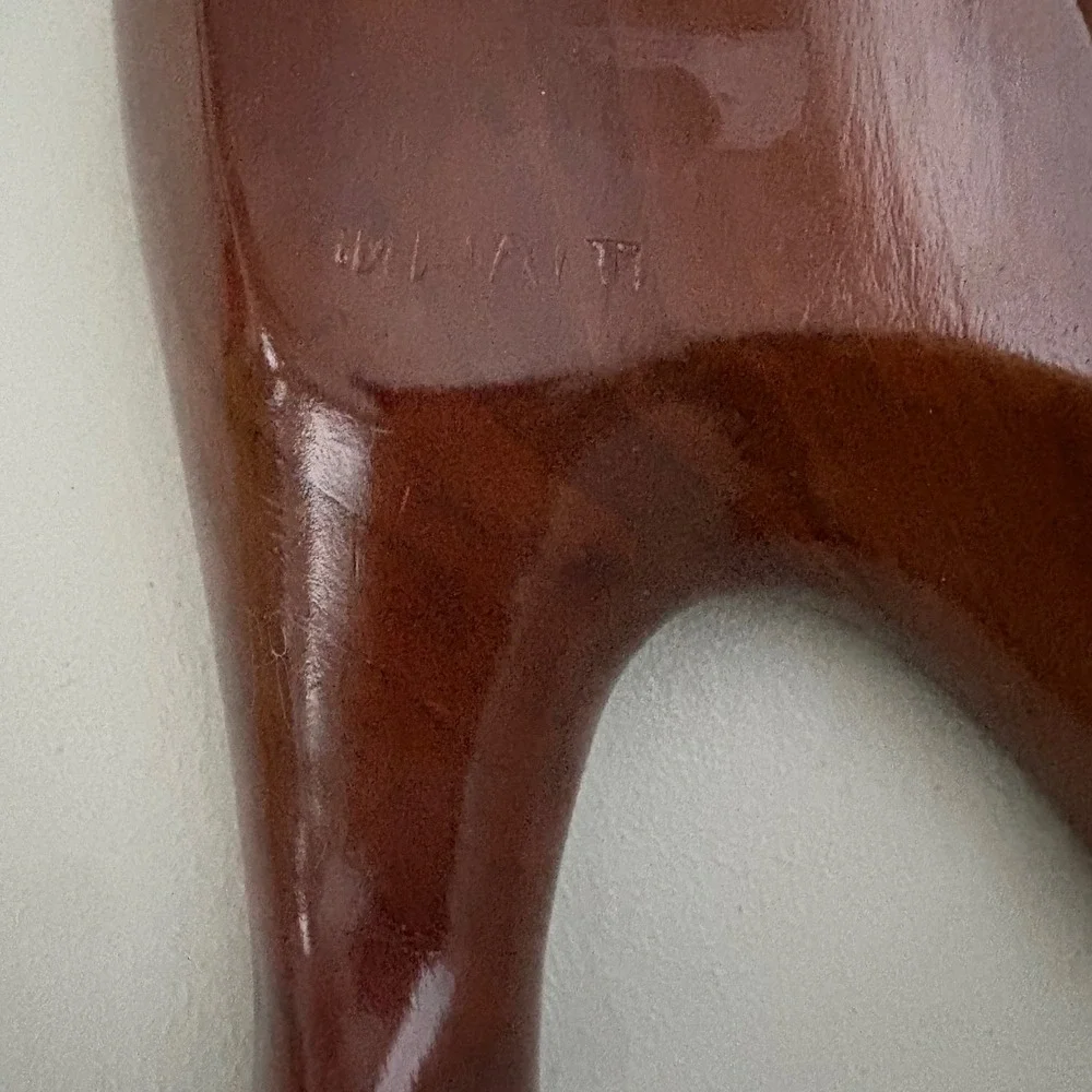 Hand Carved Wood Leaf Shaped Serving‎ Dish Mid Century Modern Appetizer Tray